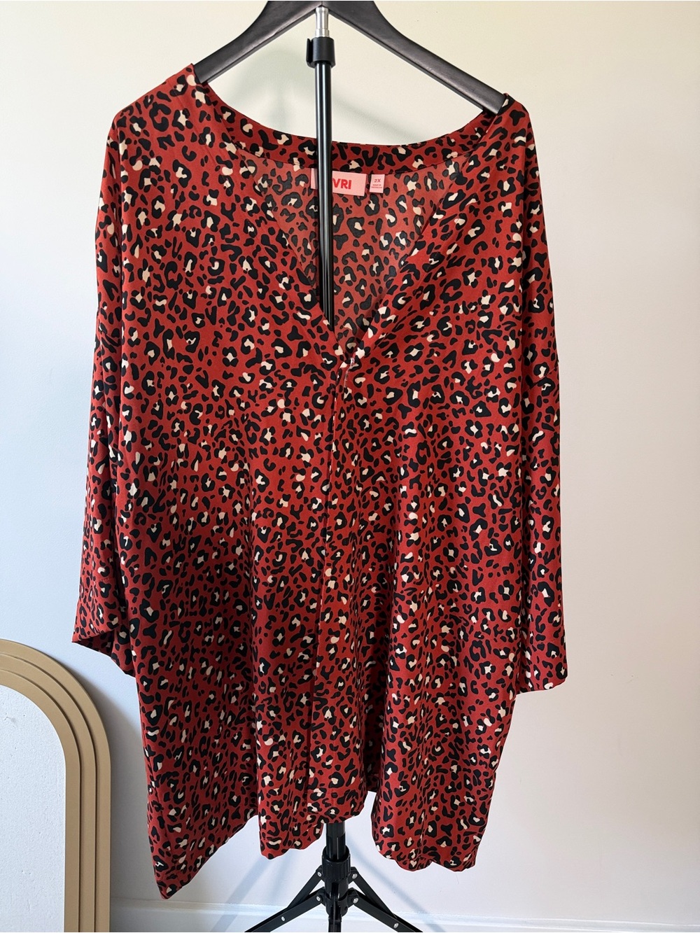 EVRI Red Leopard Print open-Front Top